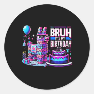 Birthday Boy Kid Party Matching Bruh sein Geburtst Runder Aufkleber