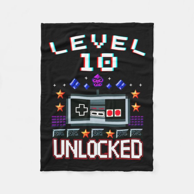 Birthday Boy Level 10 Entsperrte Funny Video Game  Fleecedecke (Vorderseite)