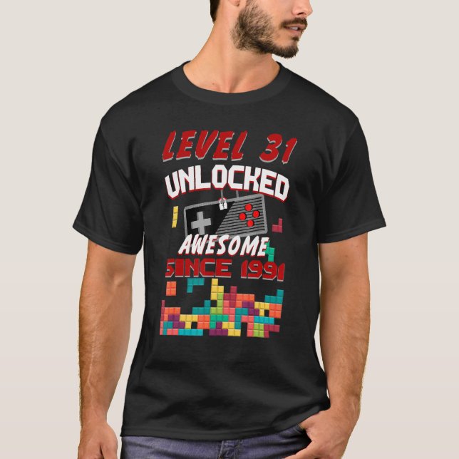Birthday Boy Level 31 Entsperrtes VIdeo Spiel Gebu T-Shirt (Vorderseite)