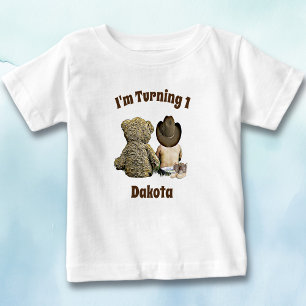 Birthday Boy Lil' Cowboy und Teddy Bear Baby T-shirt