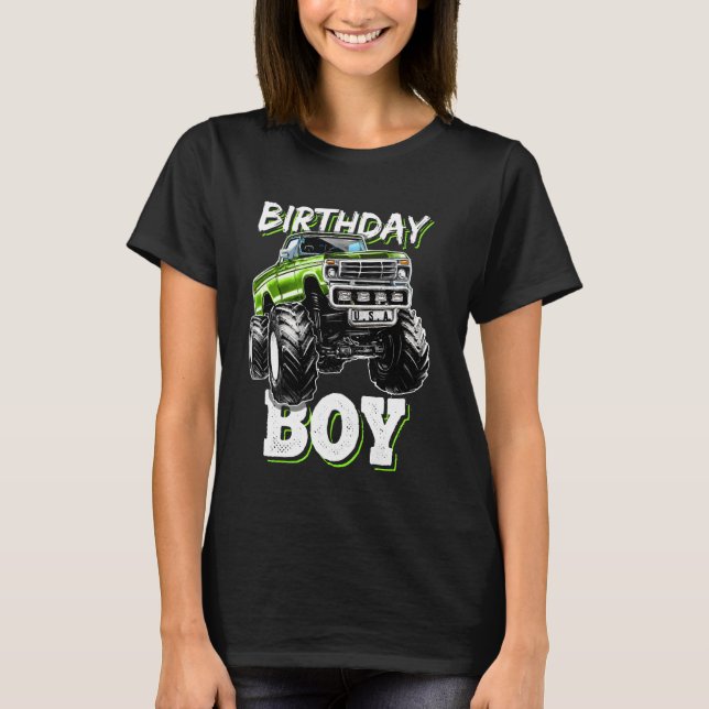 Birthday Boy Monster Truck Birthday Party  For Boy T-Shirt (Vorderseite)