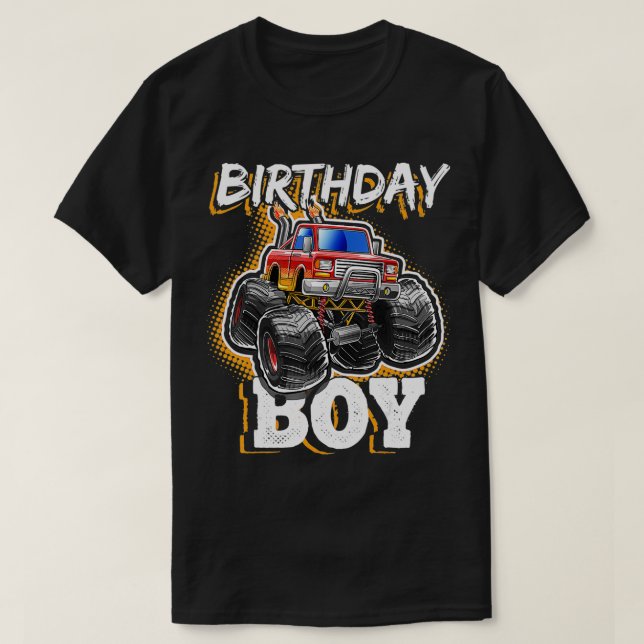 Birthday Boy Monster Truck Birthday Party Geschenk T-Shirt (Design vorne)