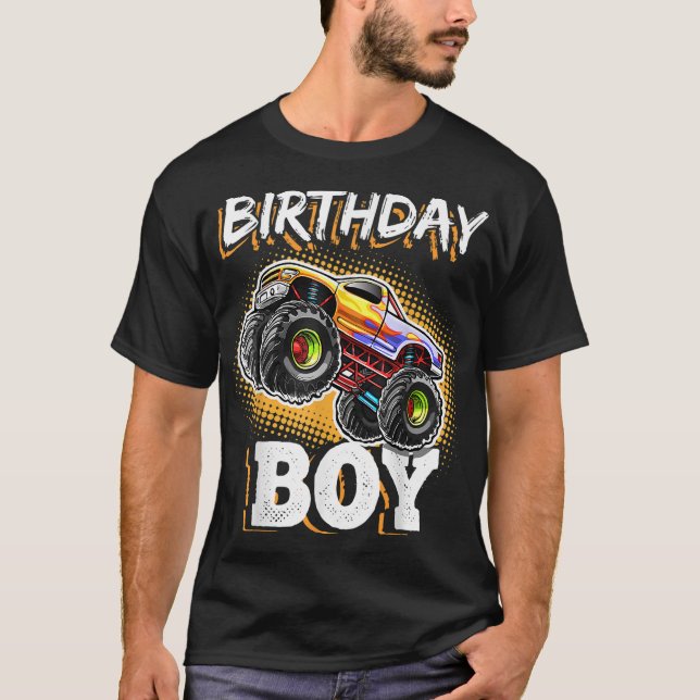 Birthday Boy Monster Truck Birthday Party Geschenk T-Shirt (Vorderseite)