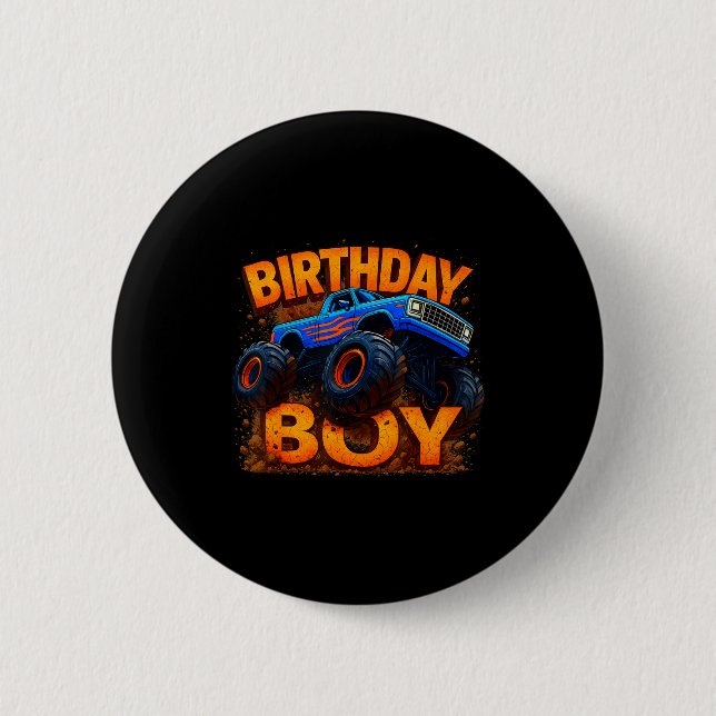 Birthday Boy Monster Truck Funny Family Matching  Button (Vorderseite)