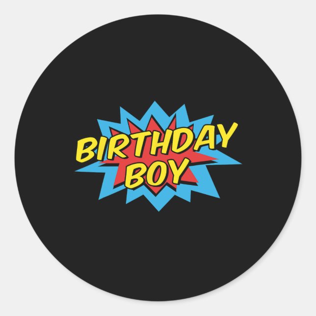 Birthday Boy Niedlich Kids Superhero Matching Comi Runder Aufkleber (Vorderseite)
