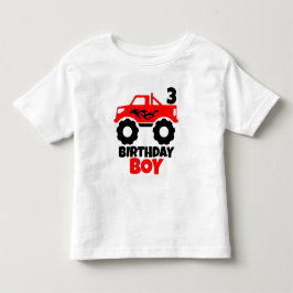 Birthday Boy Red Monster Truck mit Alter Kleinkind T-shirt