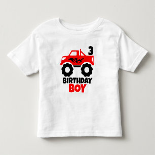 Birthday Boy Red Monster Truck mit Alter Kleinkind T-shirt