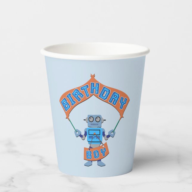 Birthday Boy Robot Pappbecher (Vorderseite)