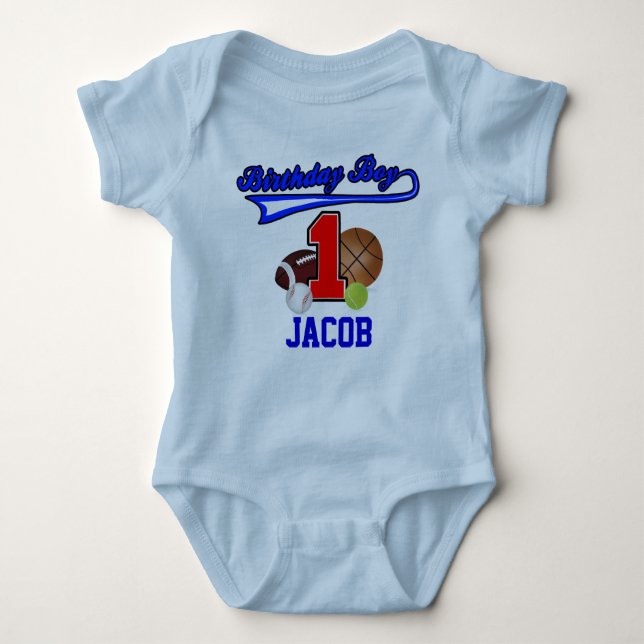 Birthday Boy Sports Erster Geburtstag Shirt (Vorderseite)