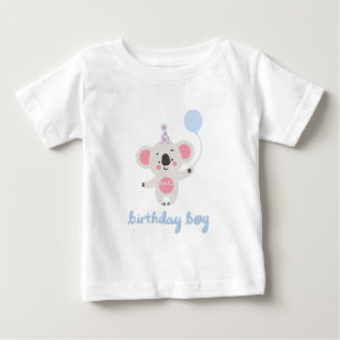 Birthday Boy Teddy Bear Holding a Balloon Baby T-shirt