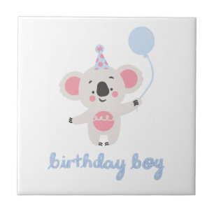 Birthday Boy Teddy Bear Holding a Balloon Fliese