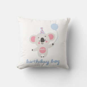 Birthday Boy Teddy Bear Holding a Balloon Kissen