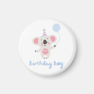 Birthday Boy Teddy Bear Holding a Balloon Magnet