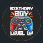 Birthday Boy Time Gamer Level Up Video Game Runder Aufkleber<br><div class="desc">Birthday Boy Time Gamer Level Up Video Game Birthday Gift Gift Perfect gift for your dad,  mom,  dad,  men,  women,  friend and family members on Thanksgiving Day,  Christmas Day,  Mothers Day,  Fathers Day,  4th of July,  1776 Independent Day,  Veterans Day,  Halloween Day,  Patrick's Day</div>
