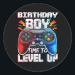Birthday Boy Time Gamer Level Up Video Game Runder Aufkleber<br><div class="desc">Birthday Boy Time Gamer Level Up Video Game Birthday Gift Gift Perfect gift for your dad,  mom,  dad,  men,  women,  friend and family members on Thanksgiving Day,  Christmas Day,  Mothers Day,  Fathers Day,  4th of July,  1776 Independent Day,  Veterans Day,  Halloween Day,  Patrick's Day</div>