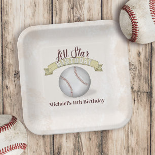Birthday Boy Vintag Baseball Pappteller