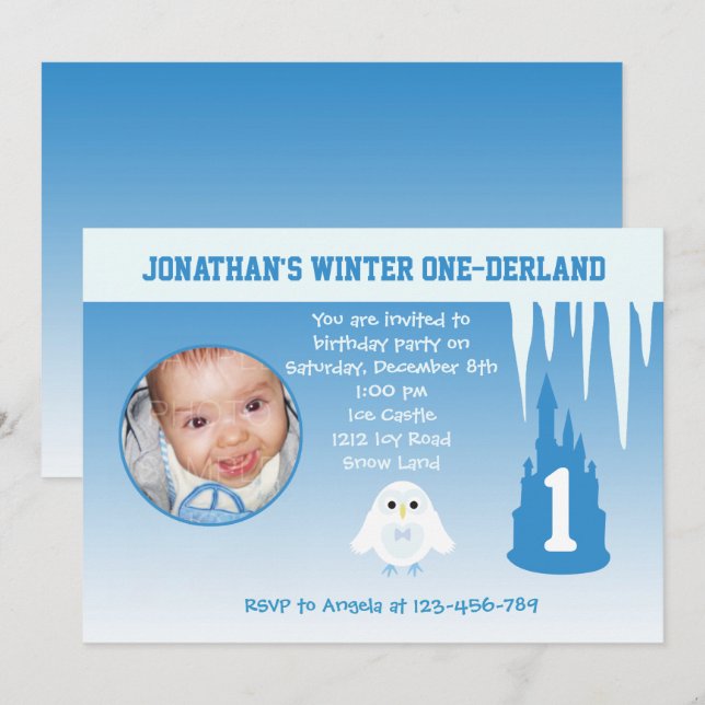 Birthday Boy Winter Onederland Einladung (Vorne/Hinten)