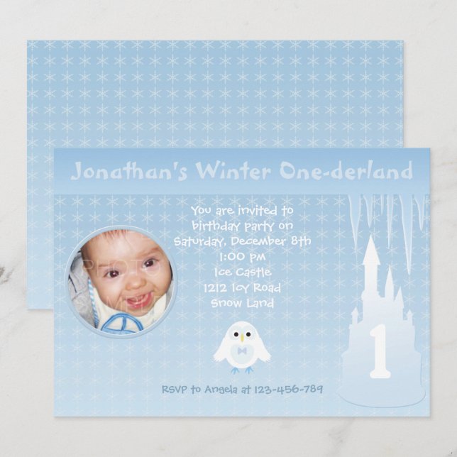Birthday Boy Winter Onederland Einladung (Vorne/Hinten)