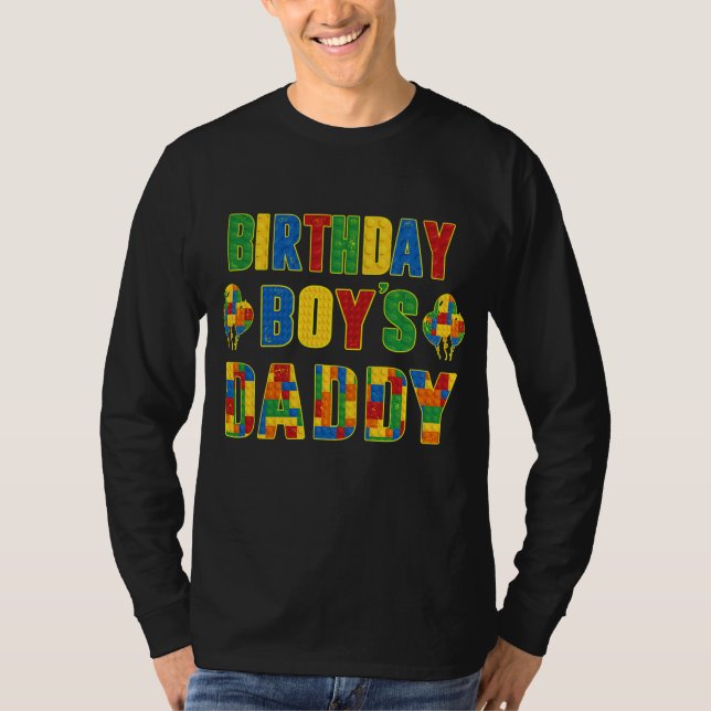 Birthday Boys Heart Daddy Vater Gebäude Block T-Shirt (Vorderseite)
