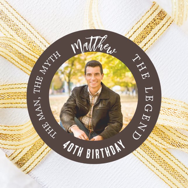 Birthday braunes Foto Mythos Legende Runder Aufkleber (Von Creator hochgeladen)