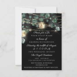 Birthday Brautparty Light Jar Rustikal Black Einladung