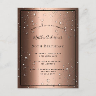 Birthday Bronze braune schwarze Blase Einladung Postkarte