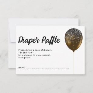 Birthday Bronze Glamour Ballon Diaper Raffle Einladung
