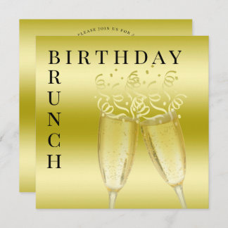Birthday Brunch Champagne & Streamers Einladung