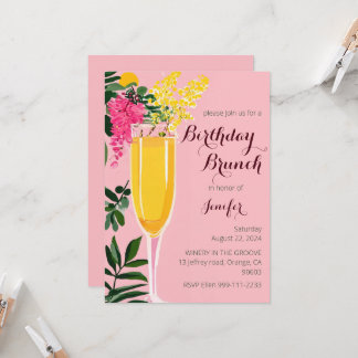 Birthday Brunch mimosa Aquarell Einladung