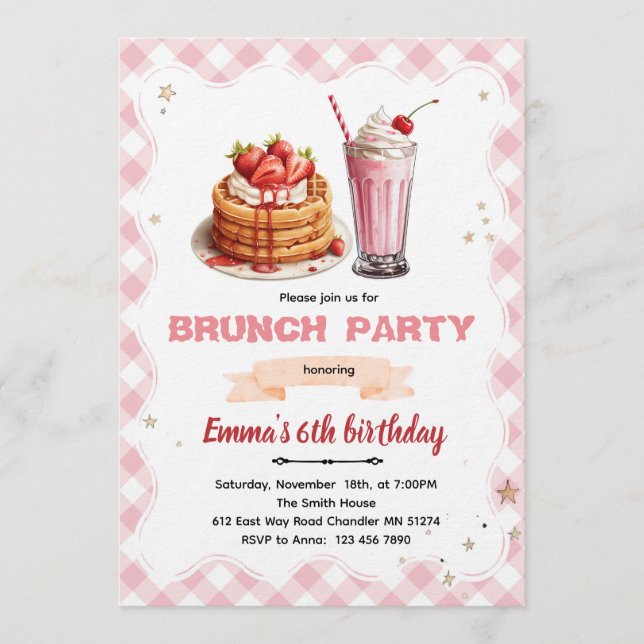 Birthday Brunch party Invitation (Devant)