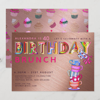BIRTHDAY BRUNCH Rose Gold - JEDES ALTER lädt ein Einladung