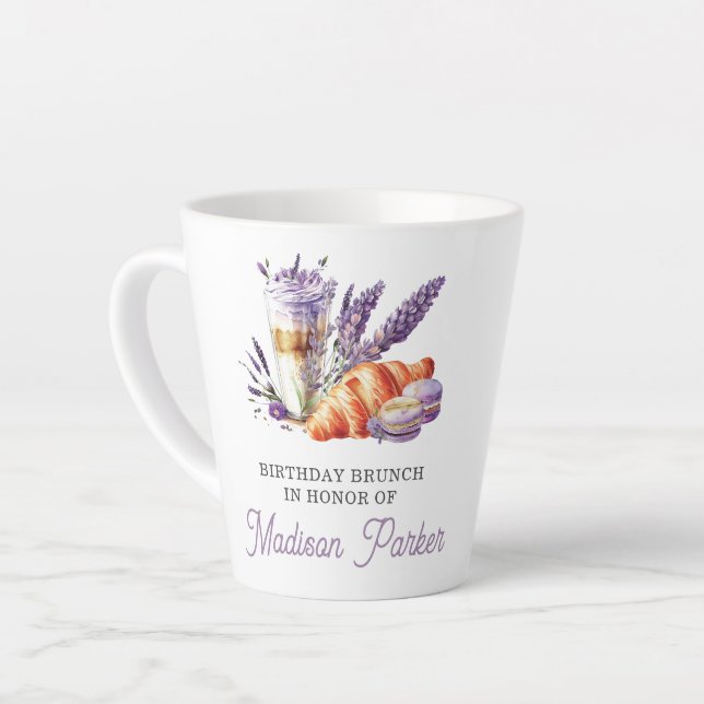 Birthday Brunch Wasserfarbe Personalisiert Milchtasse (Linke Ecke)