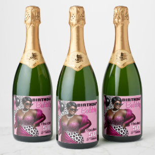 Birthday Bubbly Ethnic Woman Pink/Leopard Print