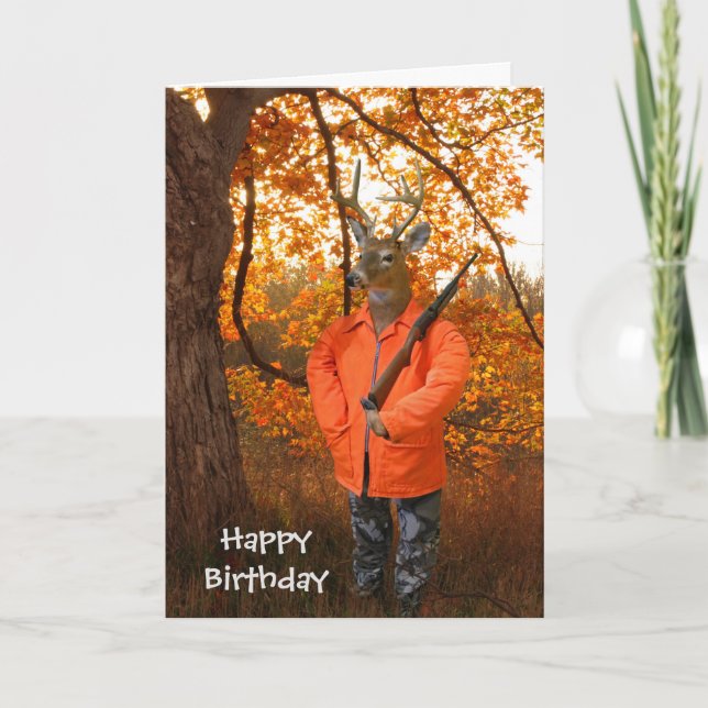 Birthday Buck mit Jagdgewehr Karte (Vorderseite)