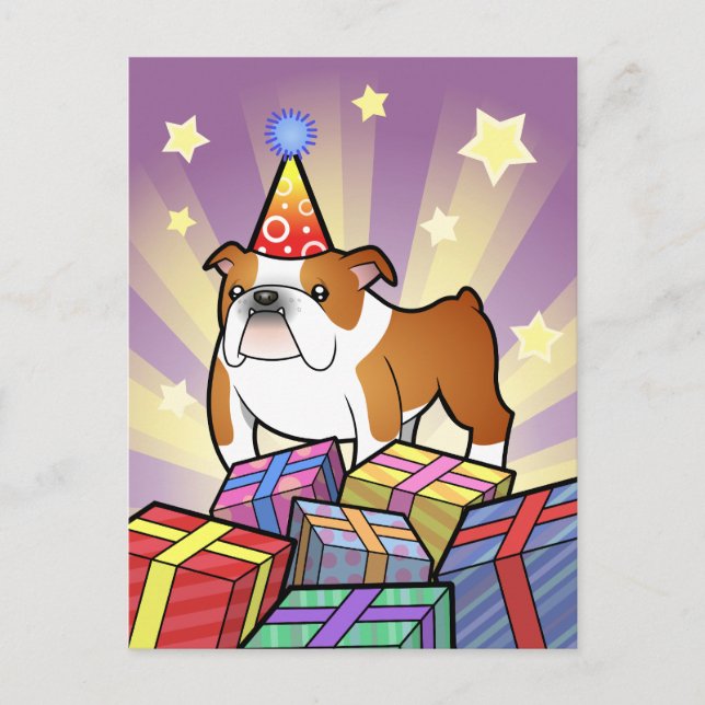 Birthday Bulldog Postkarte (Vorderseite)
