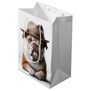Birthday Bulldog Tragen einer Fedora Mittlere Geschenktüte
