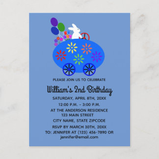 Birthday Bunny Egg Car #2 Einladung Postkarte