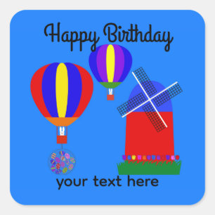 Birthday Bunny Hot Air Ballon #1 Stickers