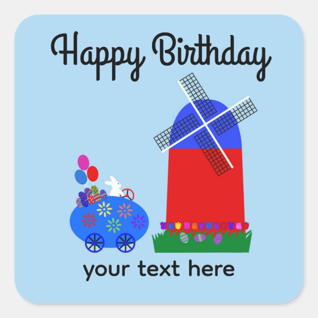 Birthday Bunny Riding Egg Auto #4 Stickers (Vorderseite)