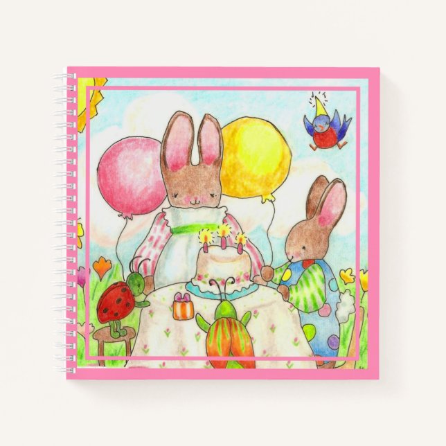 Birthday Bunny Spiral Notebook Notizbuch (Vorderseite)