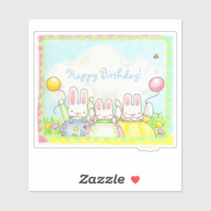 Birthday Bunny und Balloon Sticker