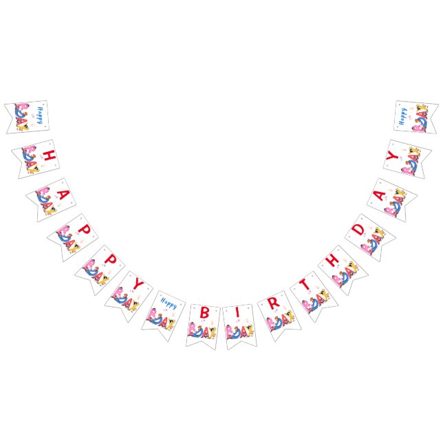 Birthday Bunting Flags Happy Bars Party Wimpelkette (Alle)