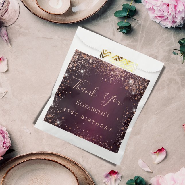 Birthday burgundy Rose gold tiara vielen Dank Geschenktütchen (Von Creator hochgeladen)