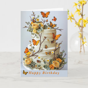 Birthday Butterflies Rose Daisies Country Karte