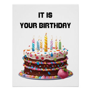 Birthday Cake Candles Custom Personalisiert Celebr Poster