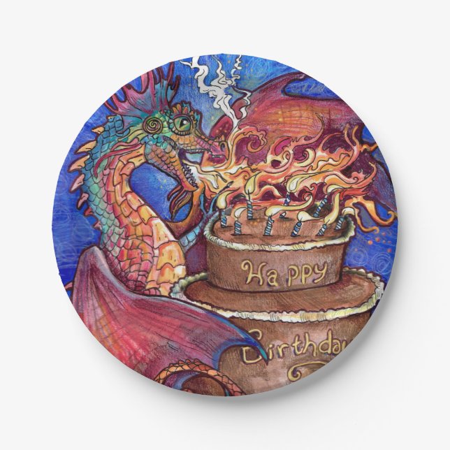 Birthday Cake Dragon Pappteller (Vorderseite)