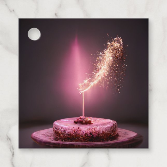 Birthday cake mit Sparkler Geschenkanhänger (Vorderseite)