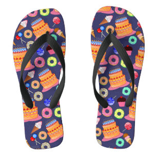 Birthday Cake Pastry Design Flip Flops