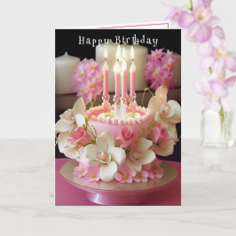 Birthday Cake Pink Candles Love Blume Karte