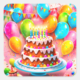 Birthday cake stickers or envelope seals